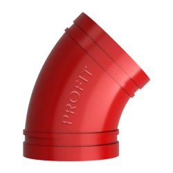 Gegroefde bocht met lange radius 45° rood Profit by Piping Logistics GBL45R gegroefde bochten